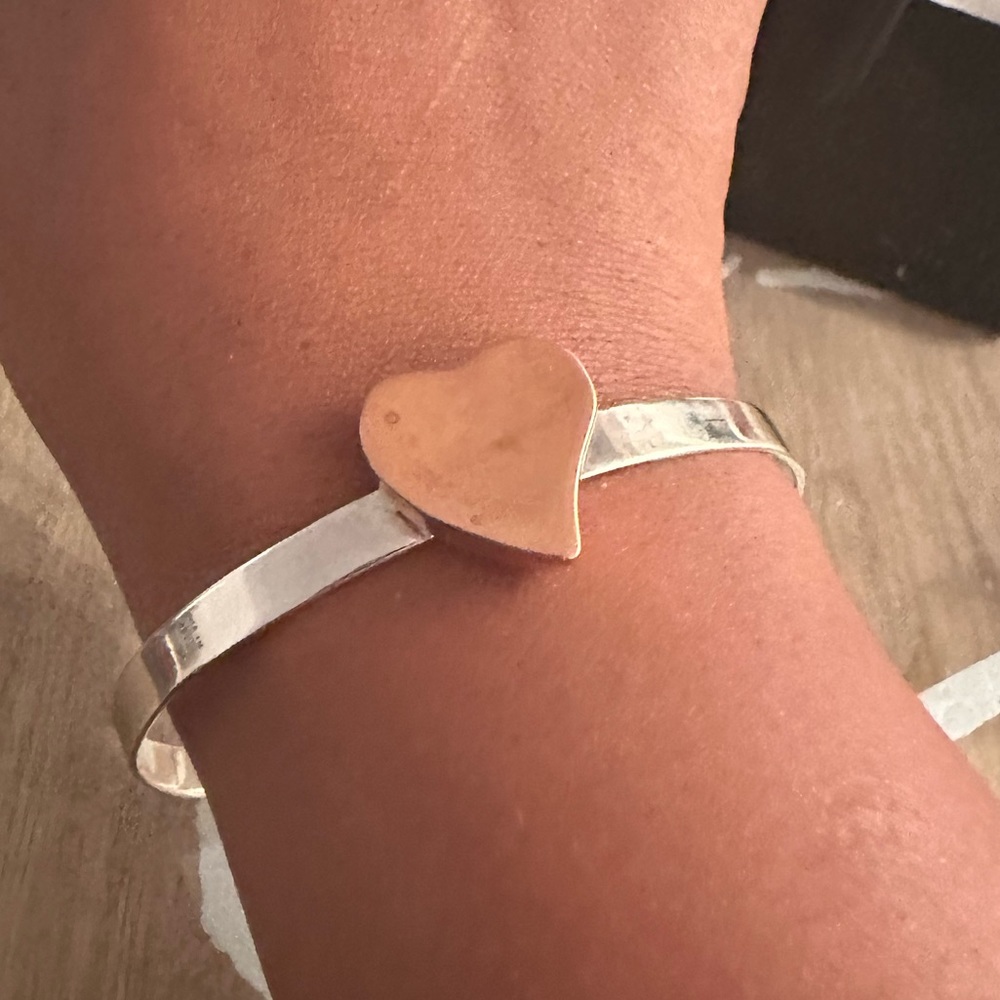 Sterling Silver and Brass Heart Bangle